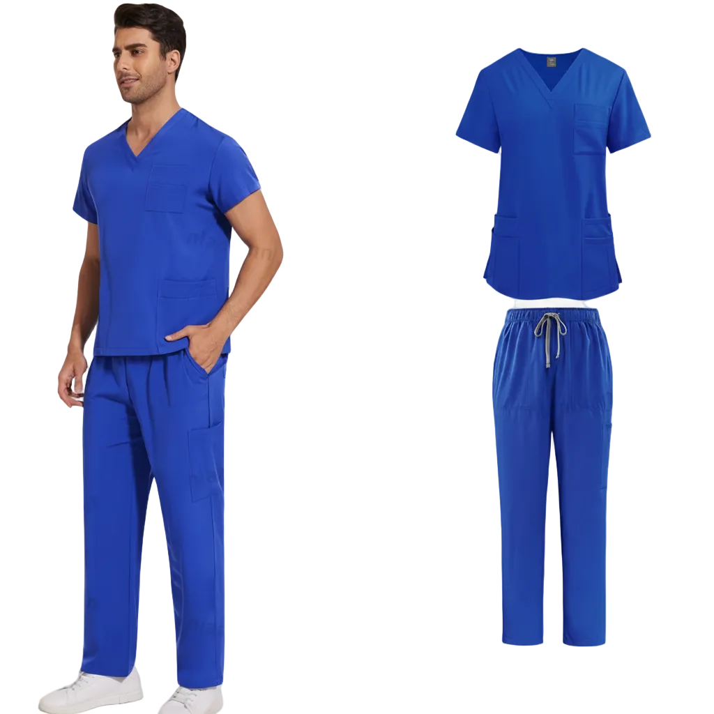 Men's Medical Scrub Set – V-Neck Stretch Nursing Uniform for Healthcare Professionals