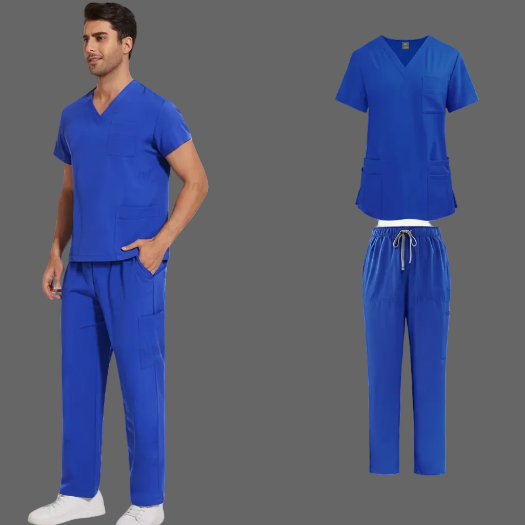 Men's Medical Scrub Set – V-Neck Stretch Nursing Uniform for Healthcare Professionals