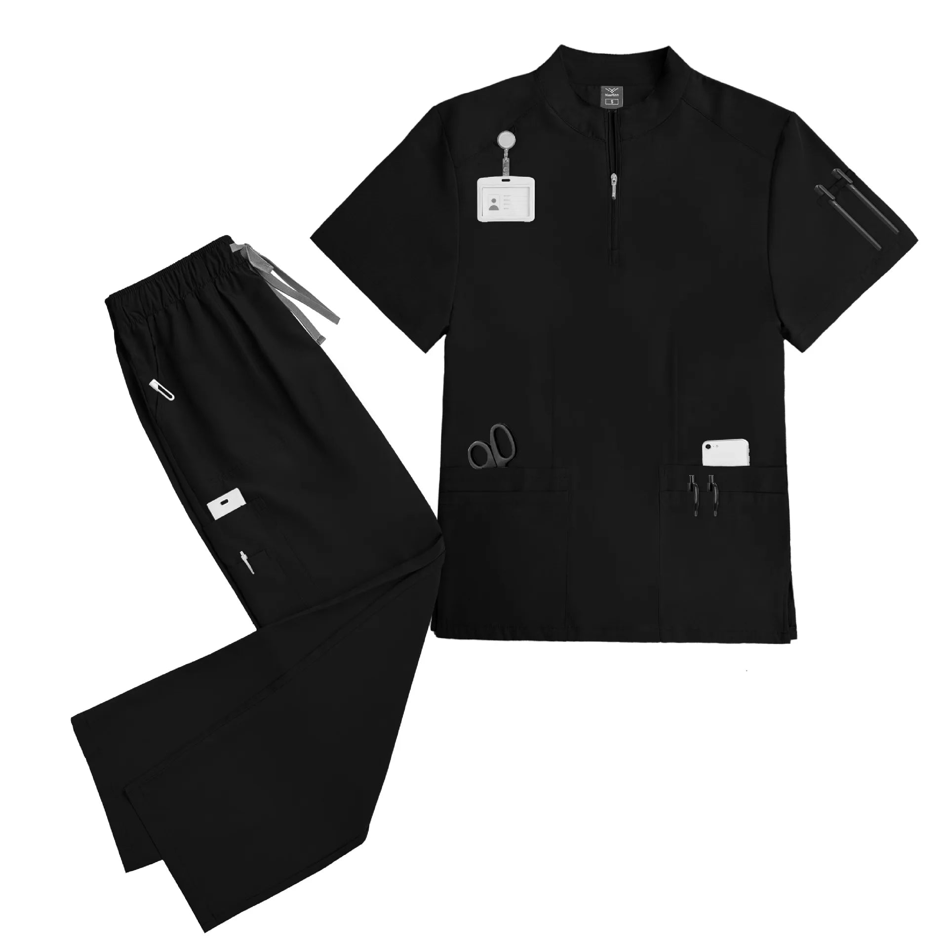 Unisex Quick-Dry Medical Scrub Set | Lightweight V-Neck .