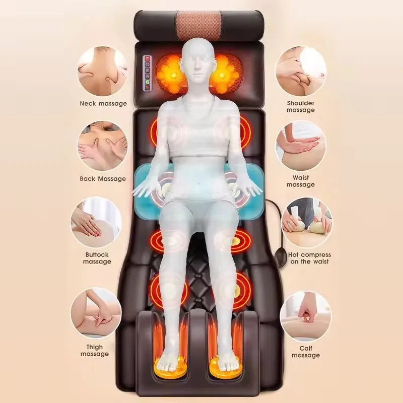 Full Body Heated Vibration Massage Mat – Neck, Back & Leg Relaxation Cushion