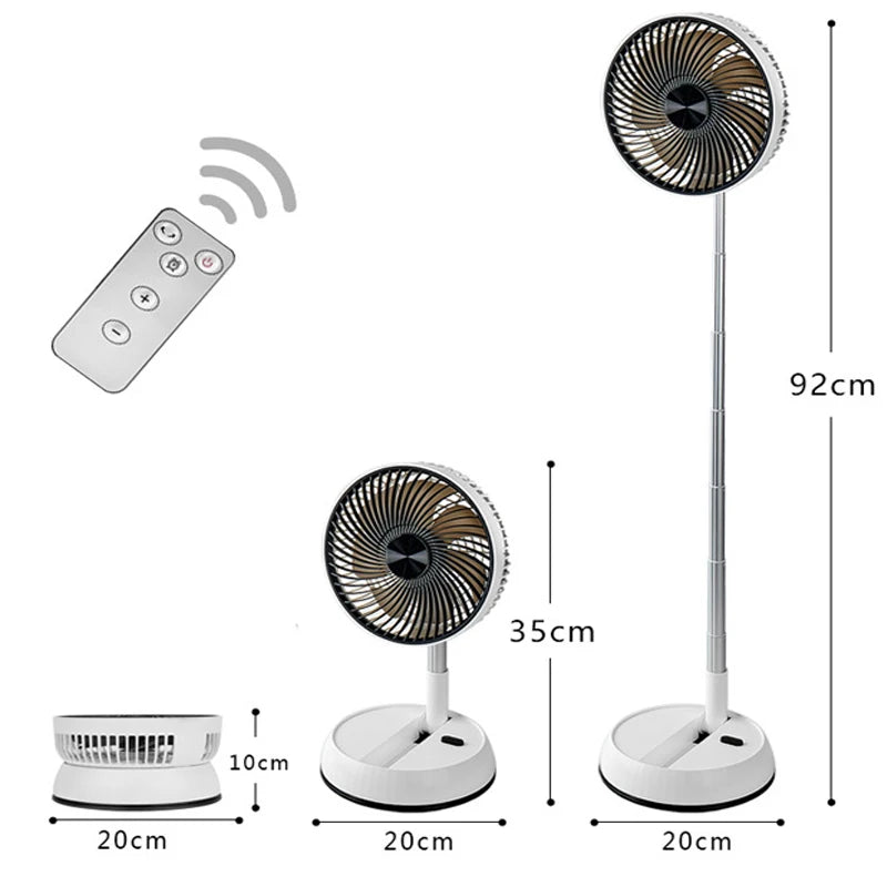 Portable Foldable Standing Fan – Rechargeable with Remote Control
