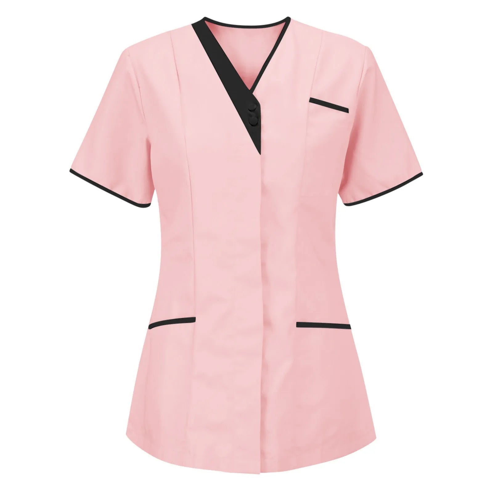Women’s V-Neck Short Sleeve Tunic Scrubs Tops with Pockets