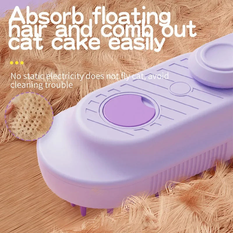3-in-1 Steam Pet Grooming Brush – Spray, Massage & Hair Removal