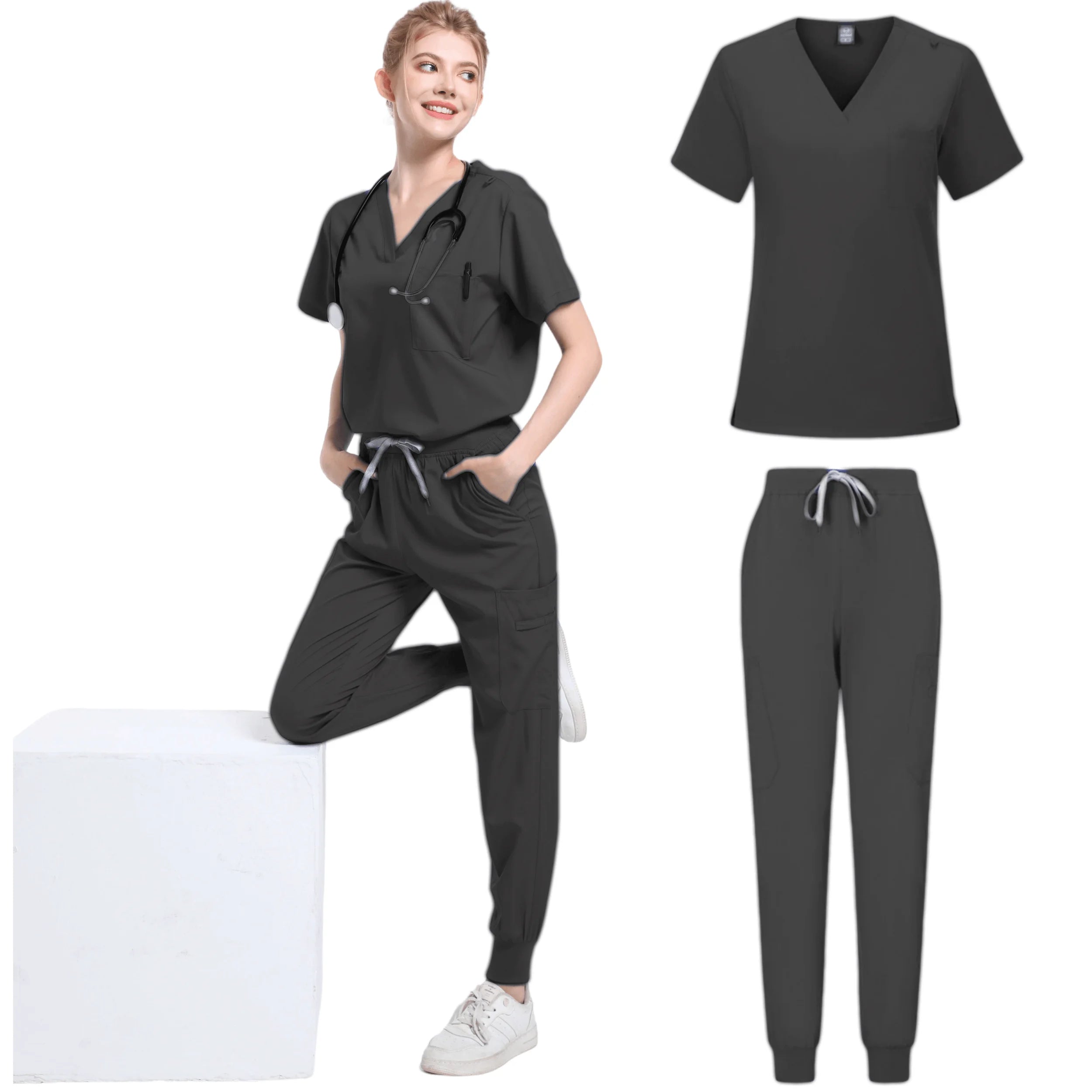 Unisex Medical Scrub Set – Stretch Nursing Uniform