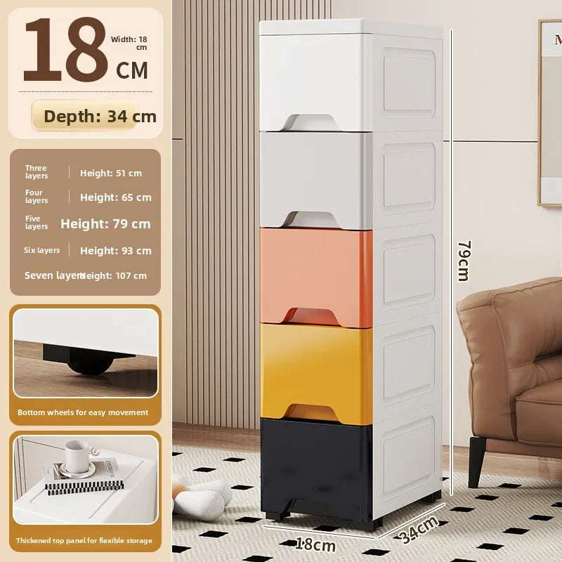 Slim Rolling Storage Cabinet with Drawers – Narrow Space Organizer