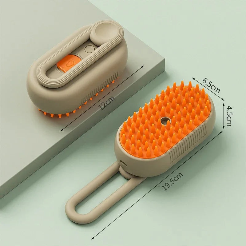 3-in-1 Steam Pet Grooming Brush – Spray, Massage & Hair Removal