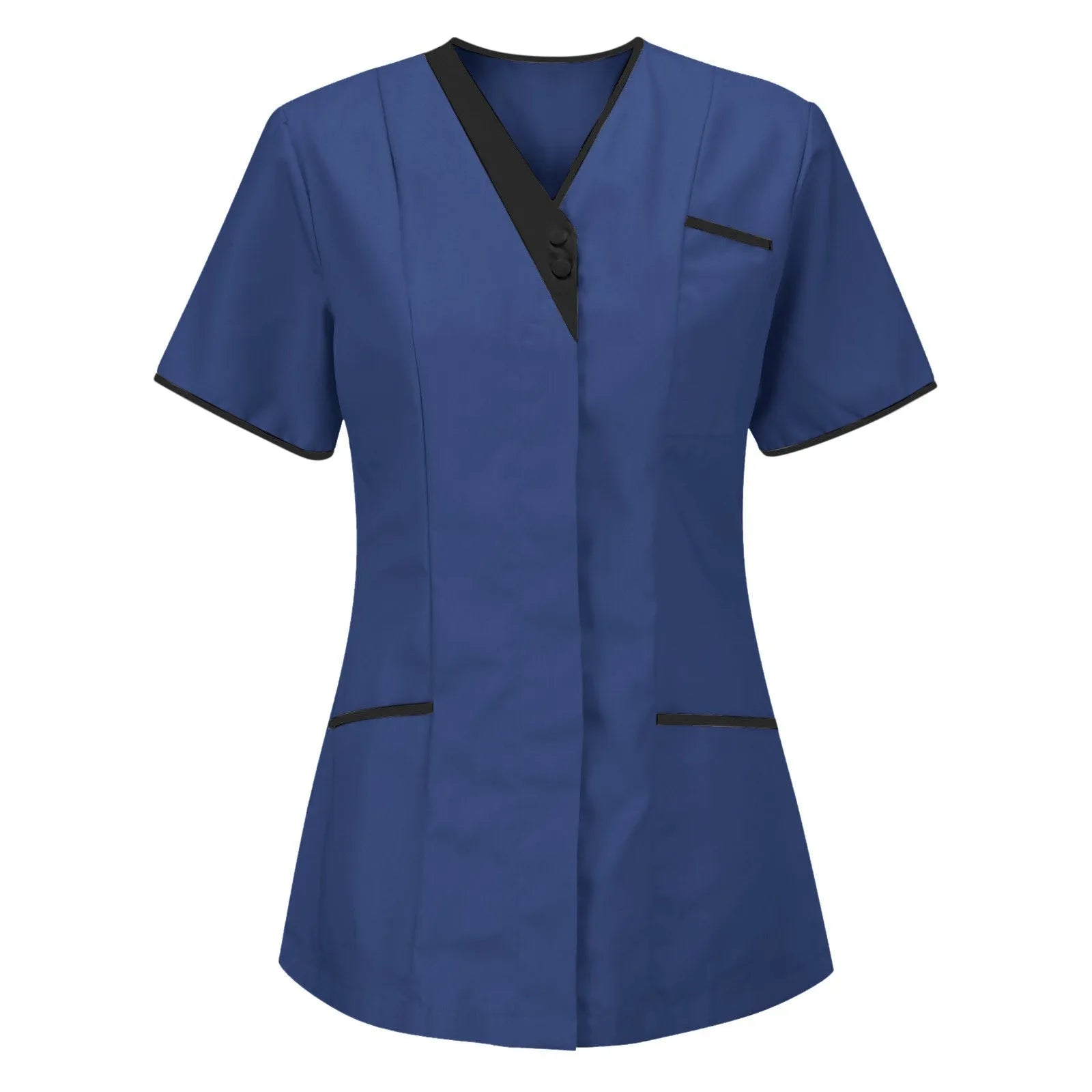 Women’s V-Neck Short Sleeve Tunic Scrubs Tops with Pockets