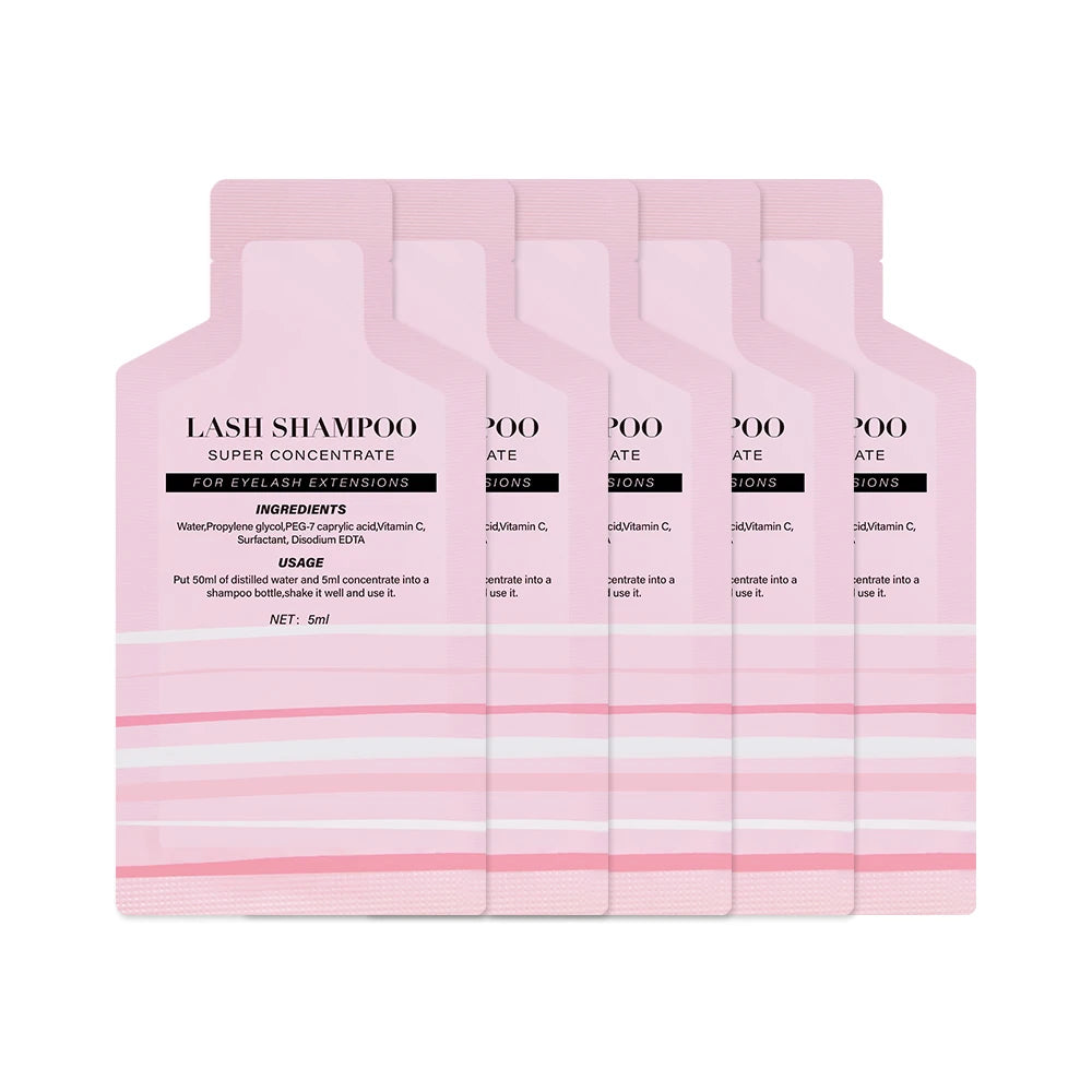 GLAMLASH Lash Shampoo Foam Cleanser – Deep Cleaning Eyelash Extension Wash, 5-Pack Concentrate