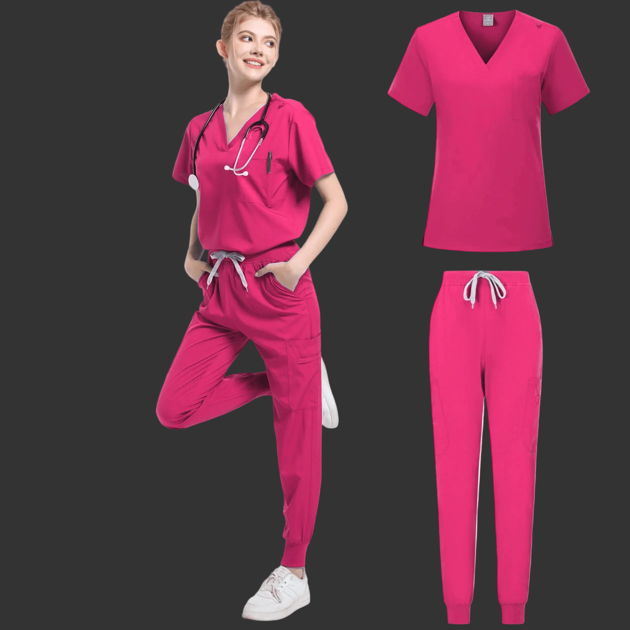 Unisex Medical Scrub Set – Stretch Nursing Uniform