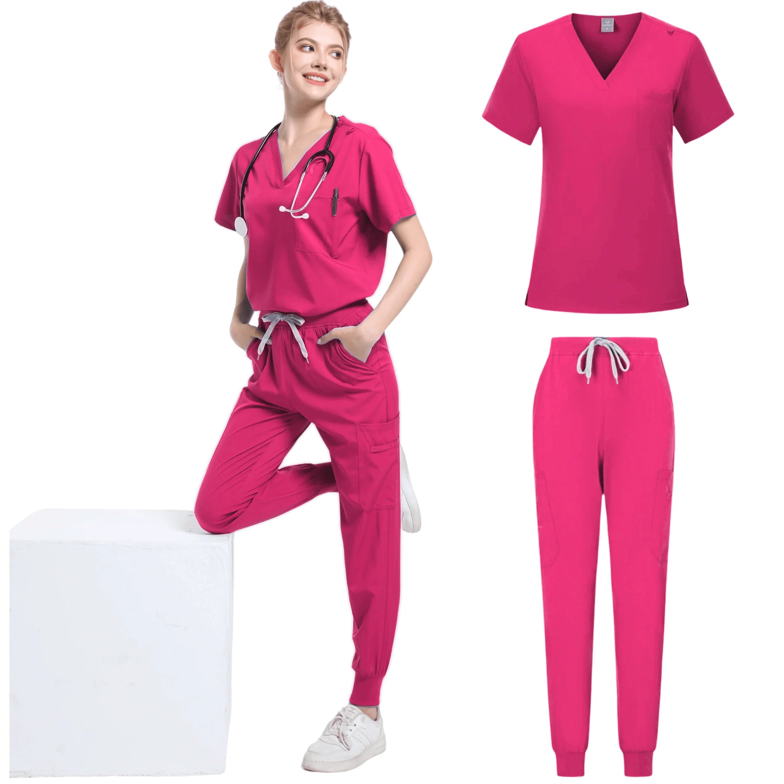 Unisex Medical Scrub Set – Stretch Nursing Uniform