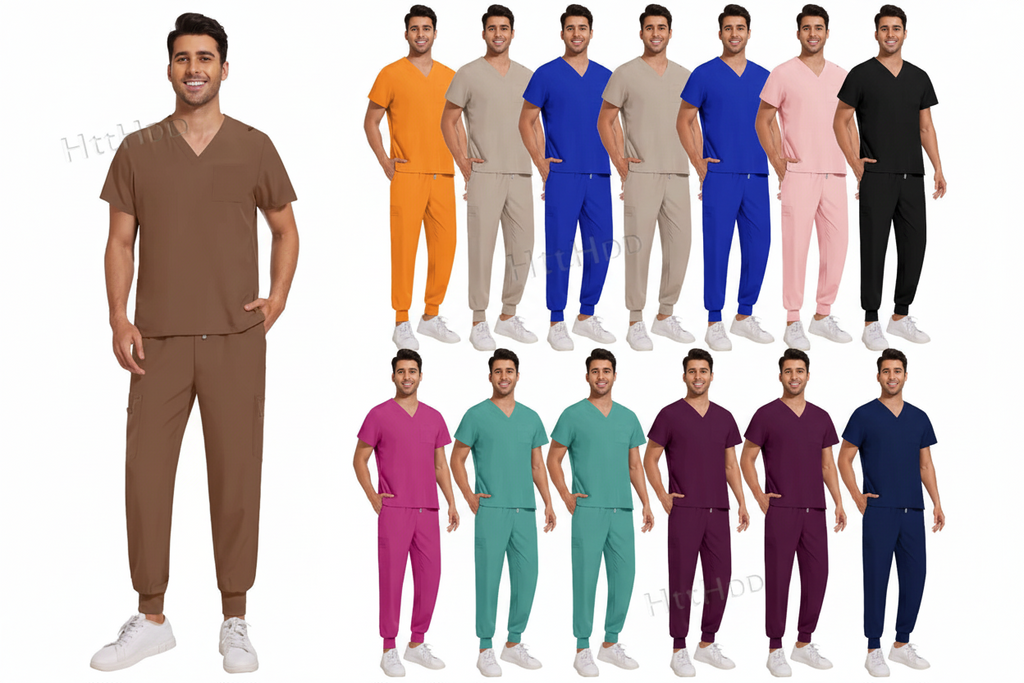 Premium V-Neck Medical Scrub Set with Jogger Pants | Soft Stretch Uniform
