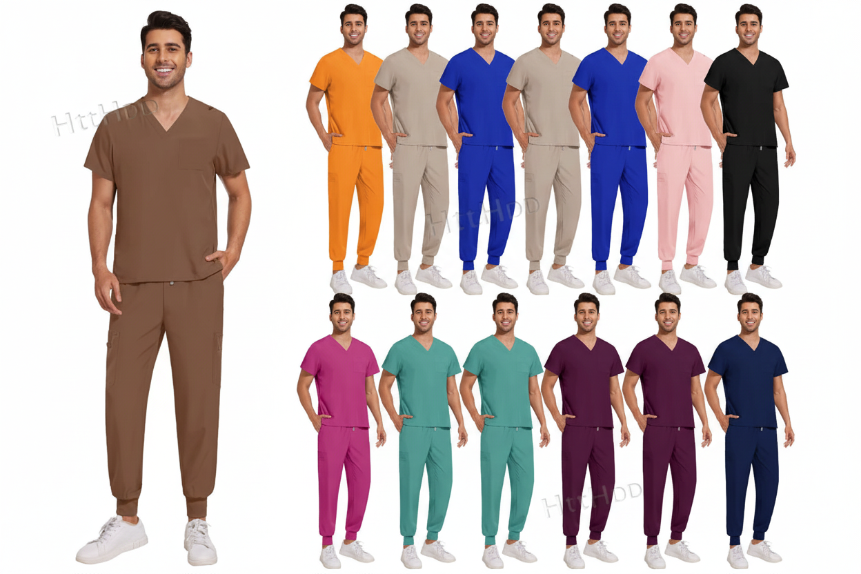 Premium V-Neck Medical Scrub Set with Jogger Pants | Soft Stretch Uniform