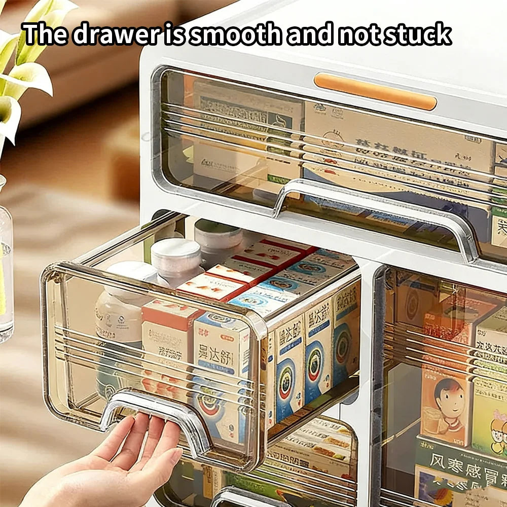 Large Capacity Medicine Storage Box with Drawers