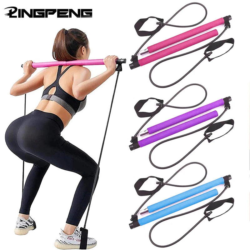 Pilates Bar with Resistance Bands – Full-Body Home Workout Set