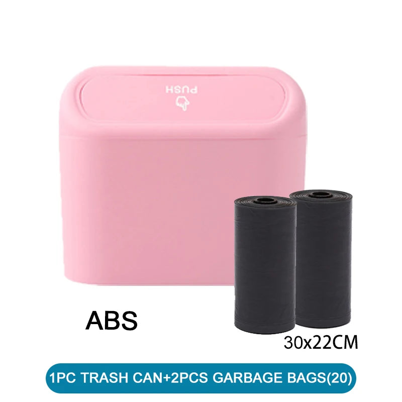 Mini Trash Can with Lid – Leakproof Car & Desk Garbage Bin, Includes 60 Bags
