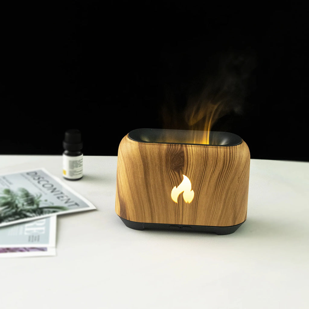 Flame-Effect Aroma Diffuser & USB Humidifier with 7-Colour Light