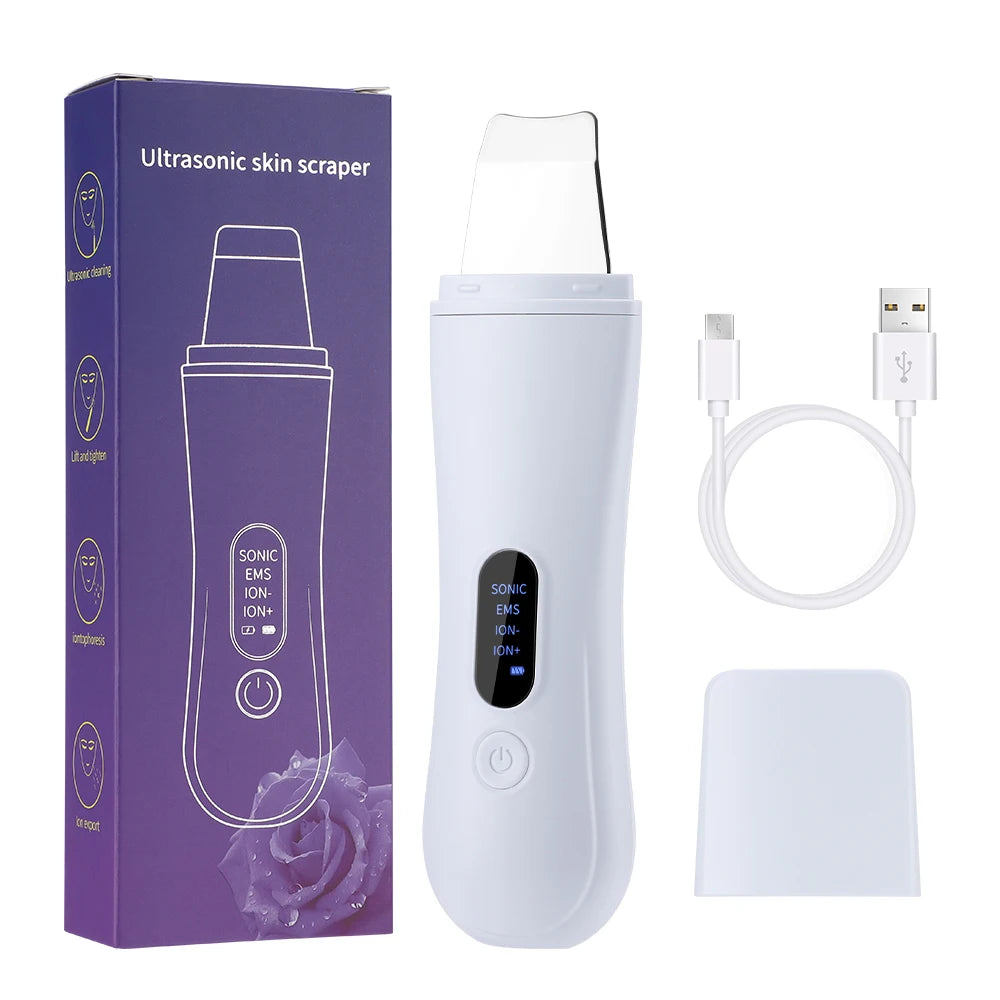 Ultrasonic Skin Scrubber – 4-in-1 Deep Facial Cleansing & Skin Lifting Device