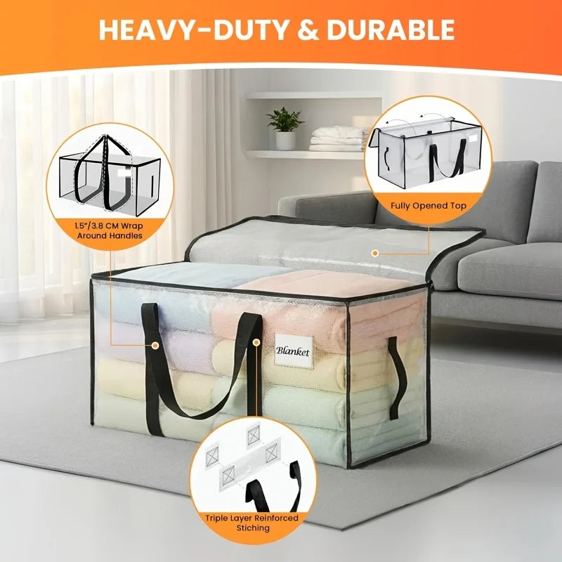 Heavy-Duty Moving Storage Bags (3-Pack) – Large Clothing & Blanket Bags with Lid & Handles