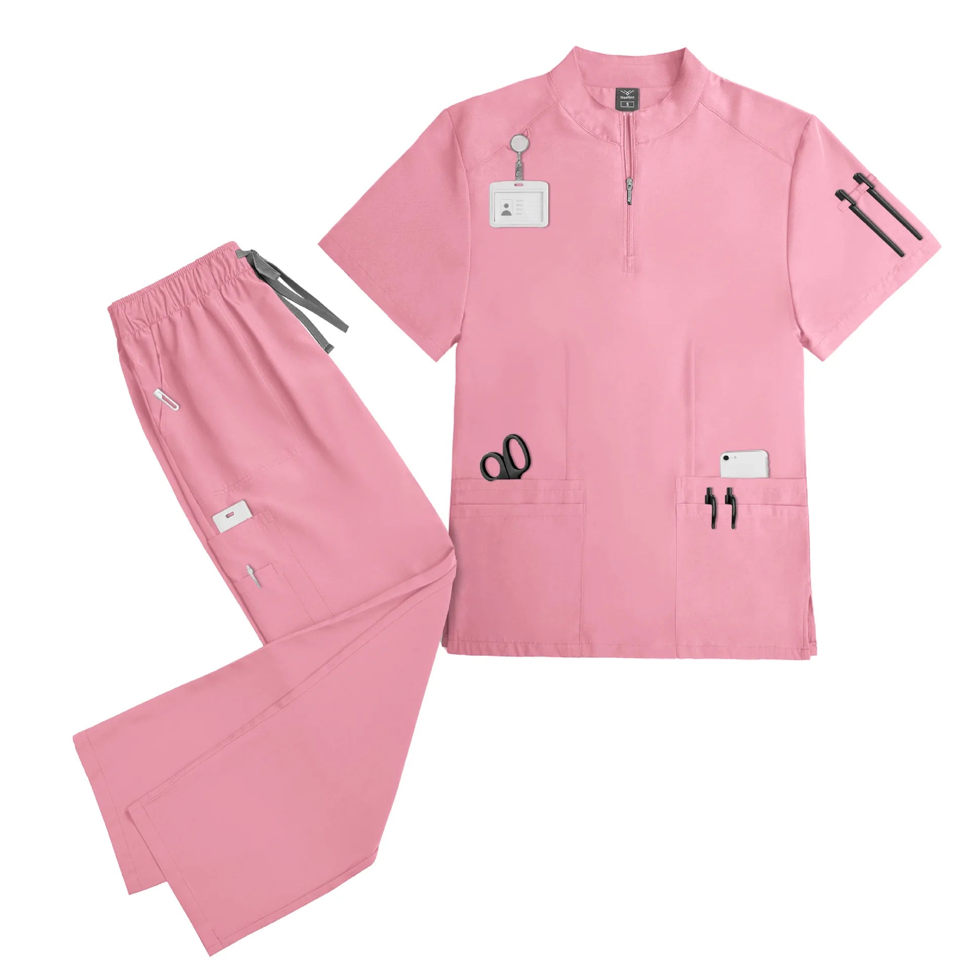 Unisex Quick-Dry Medical Scrub Set | Lightweight V-Neck .