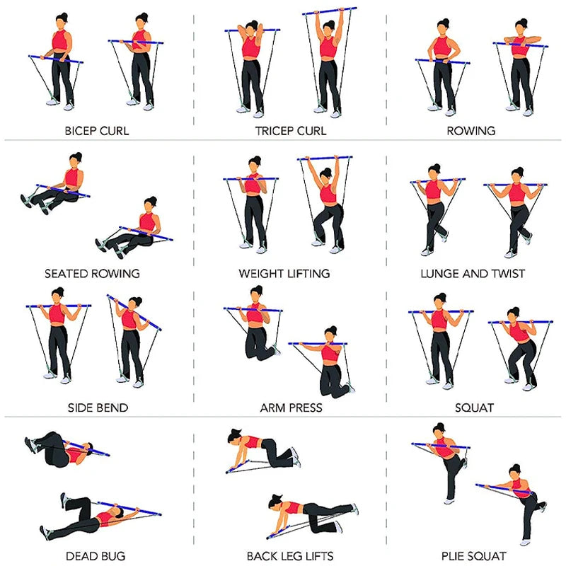 Pilates Resistance Band Set – Full-Body Home Workout Trainer