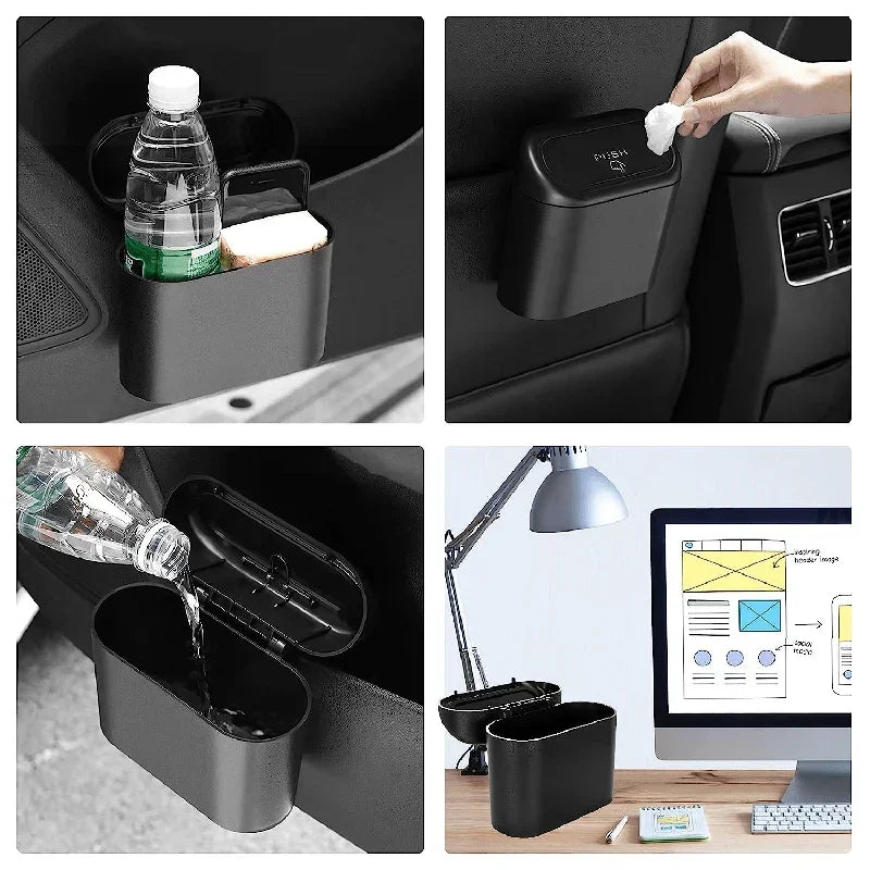 Mini Trash Can with Lid – Leakproof Car & Desk Garbage Bin, Includes 60 Bags