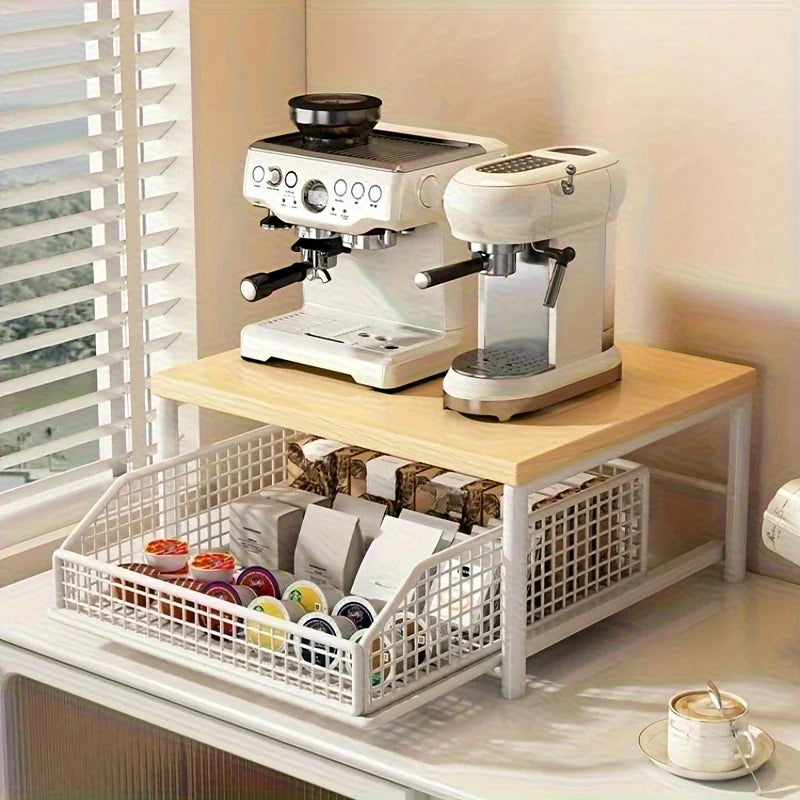 Kitchen Countertop Organizer with Drawer & Wire Basket