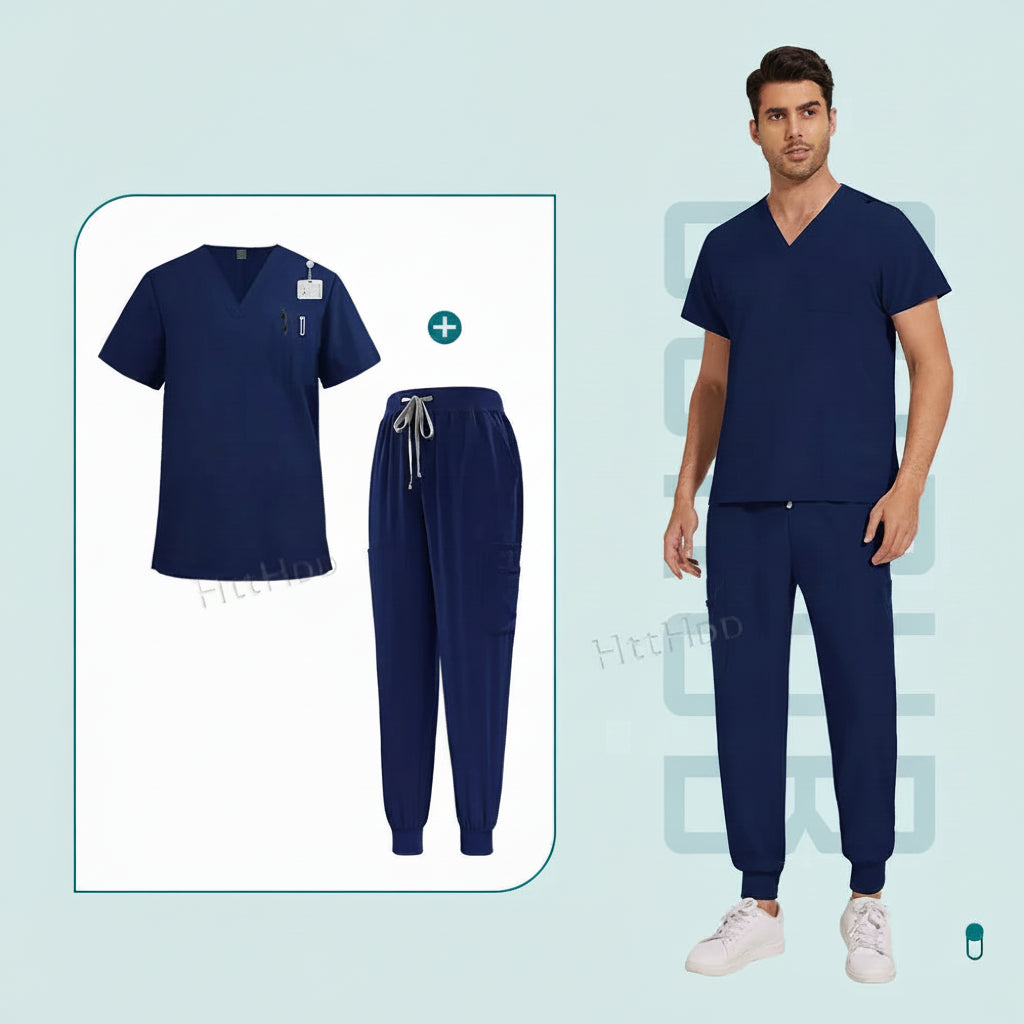 Premium V-Neck Medical Scrub Set with Jogger Pants | Soft Stretch Uniform