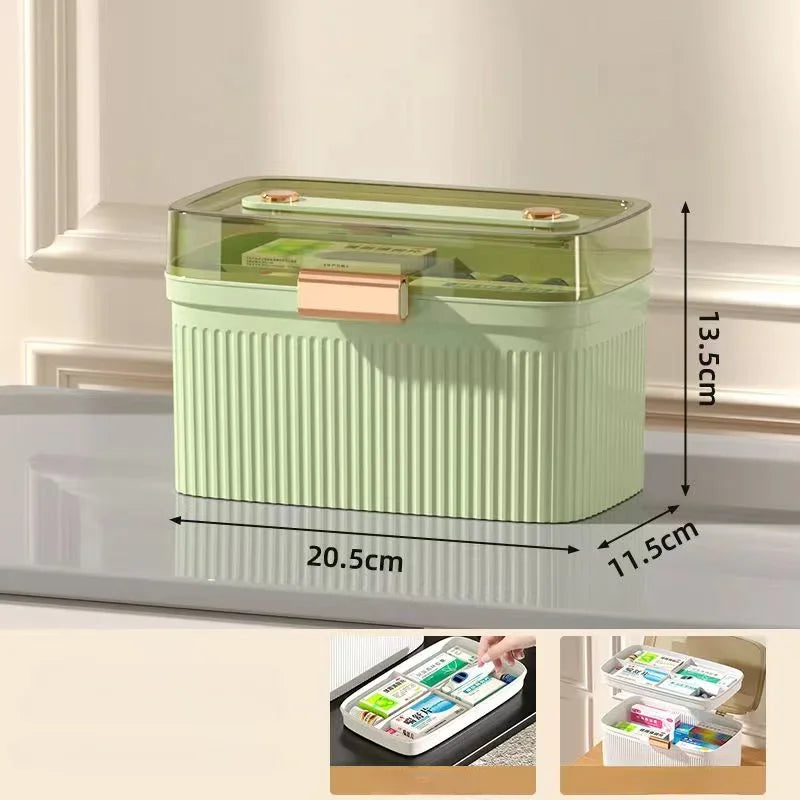 Portable First Aid Medicine Storage Box with Handle – Large Capacity Organizer
