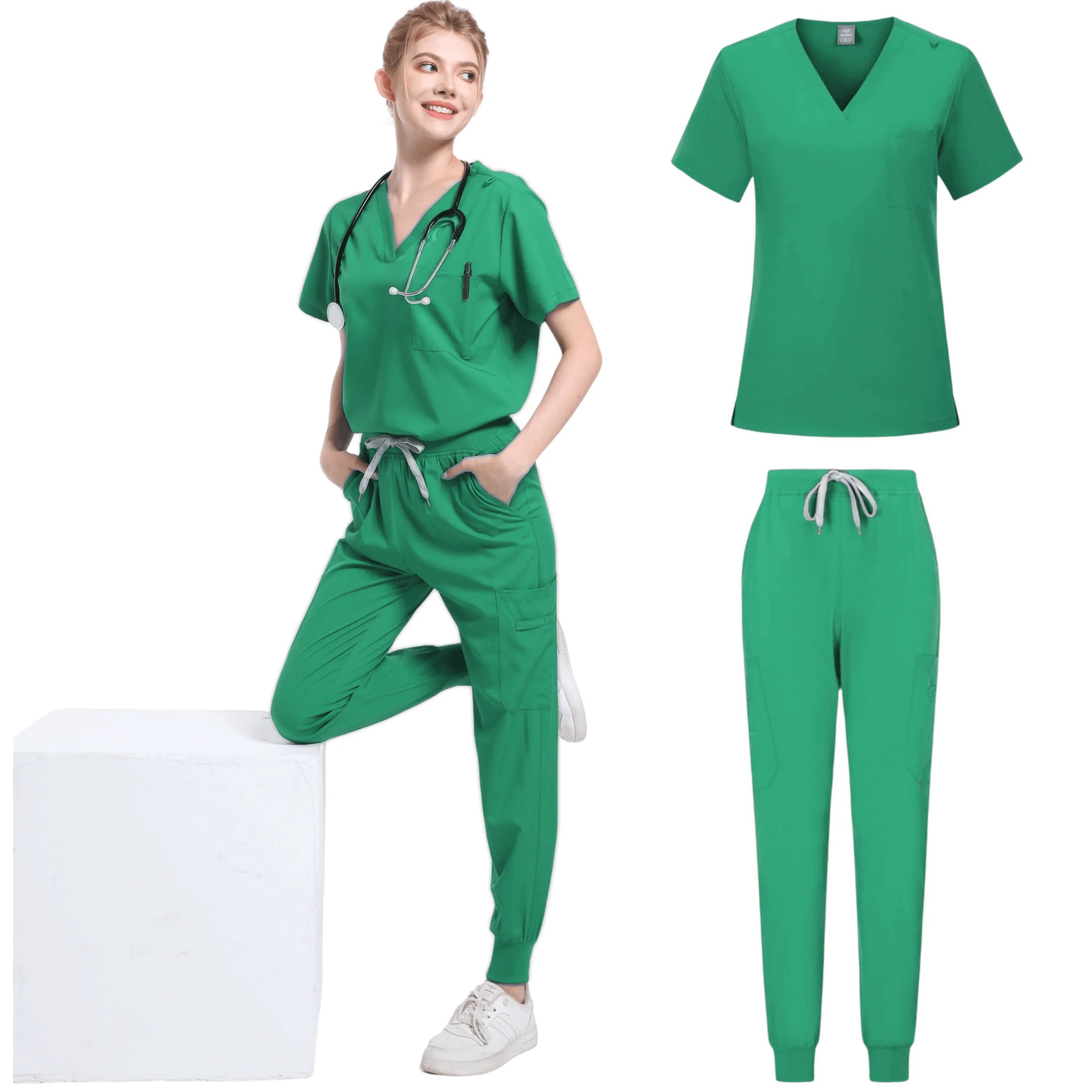 Unisex Medical Scrub Set – Stretch Nursing Uniform