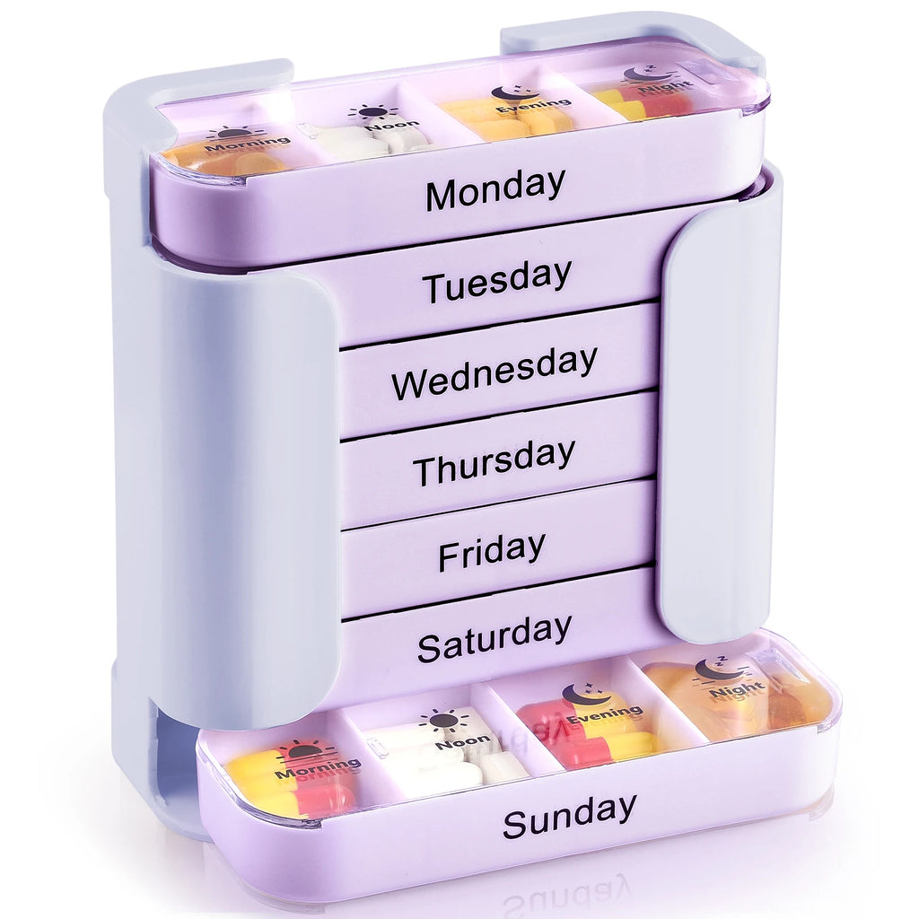 7-Day Weekly Pill Organizer with Portable 28-Grid Medicine Storage Box