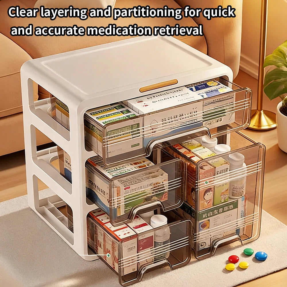 Large Capacity Medicine Storage Box with Drawers