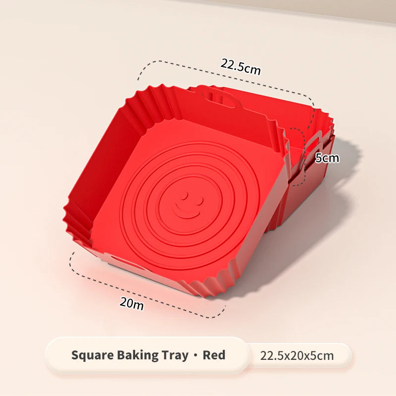 Reusable Square Silicone Air Fryer Liners – 8 Inch Non-Stick Basket Mats, Set of 2