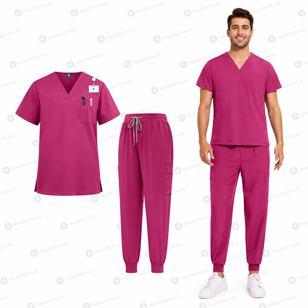 Premium V-Neck Medical Scrub Set with Jogger Pants – Soft Stretch Uniform