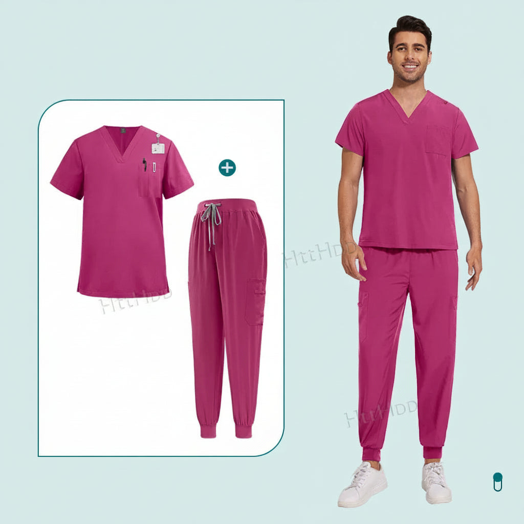 Premium V-Neck Medical Scrub Set with Jogger Pants | Soft Stretch Uniform