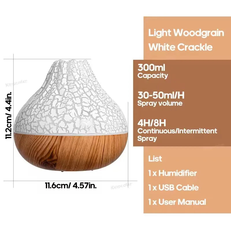 Flame-Effect Aroma Diffuser & USB Humidifier with 7-Colour Light
