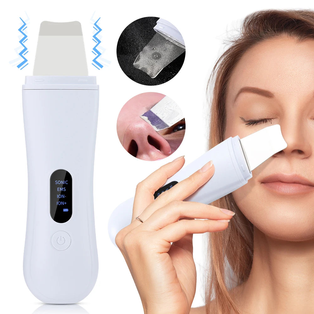 Ultrasonic Skin Scrubber – 4-in-1 Deep Facial Cleansing & Skin Lifting Device