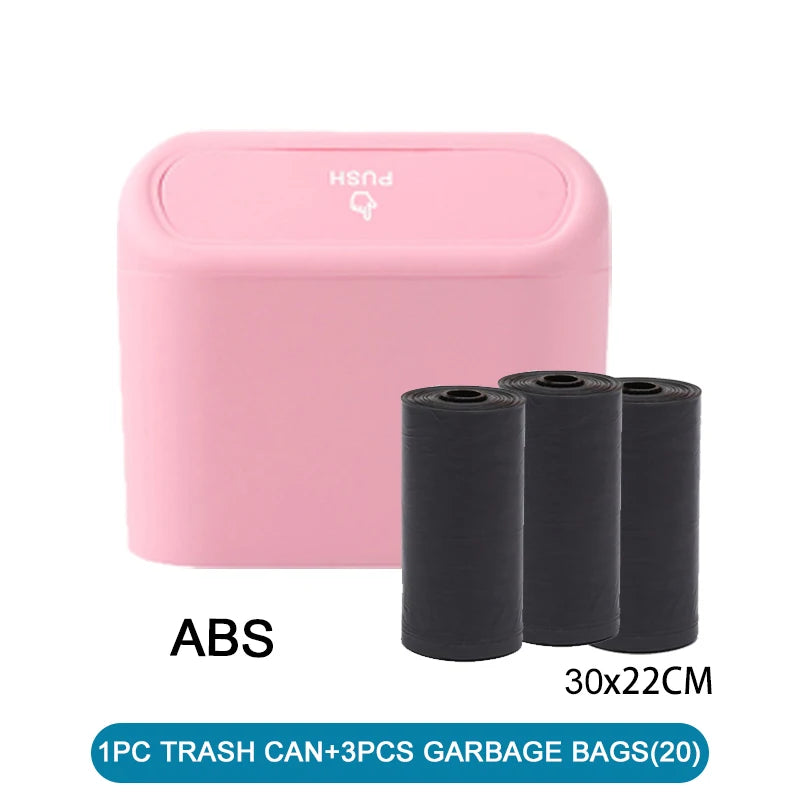 Mini Trash Can with Lid – Leakproof Car & Desk Garbage Bin, Includes 60 Bags