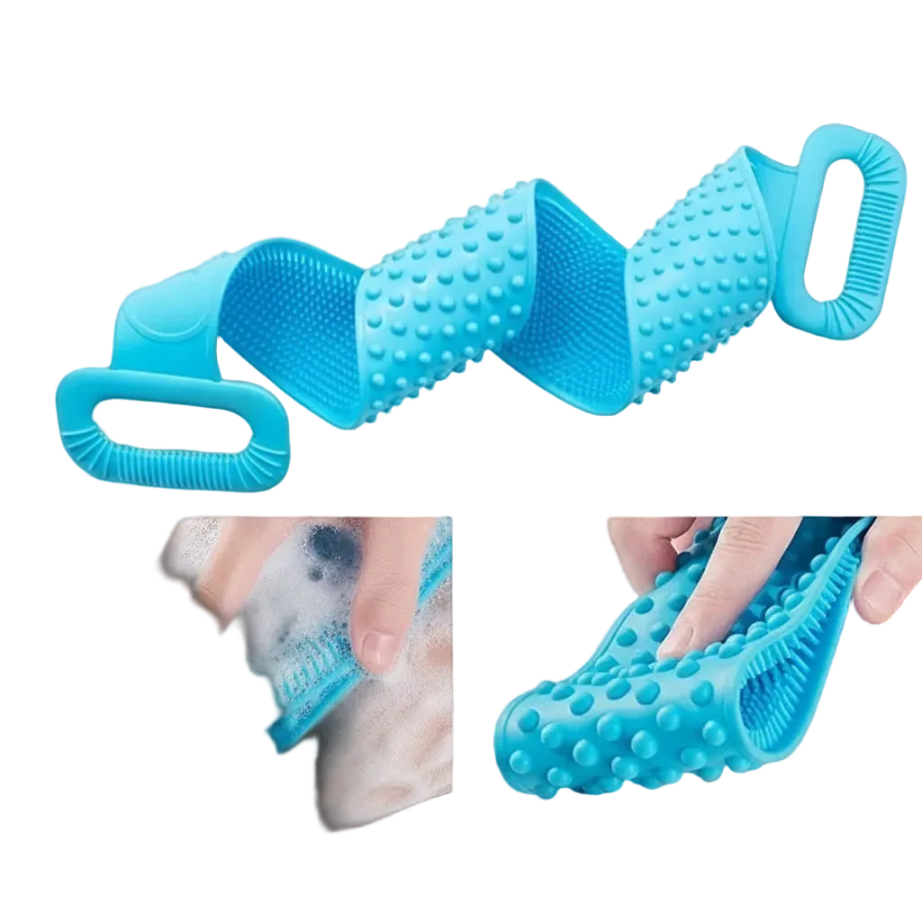 Silicone Exfoliating Back Scrubber – Long Body Shower Massage Brush