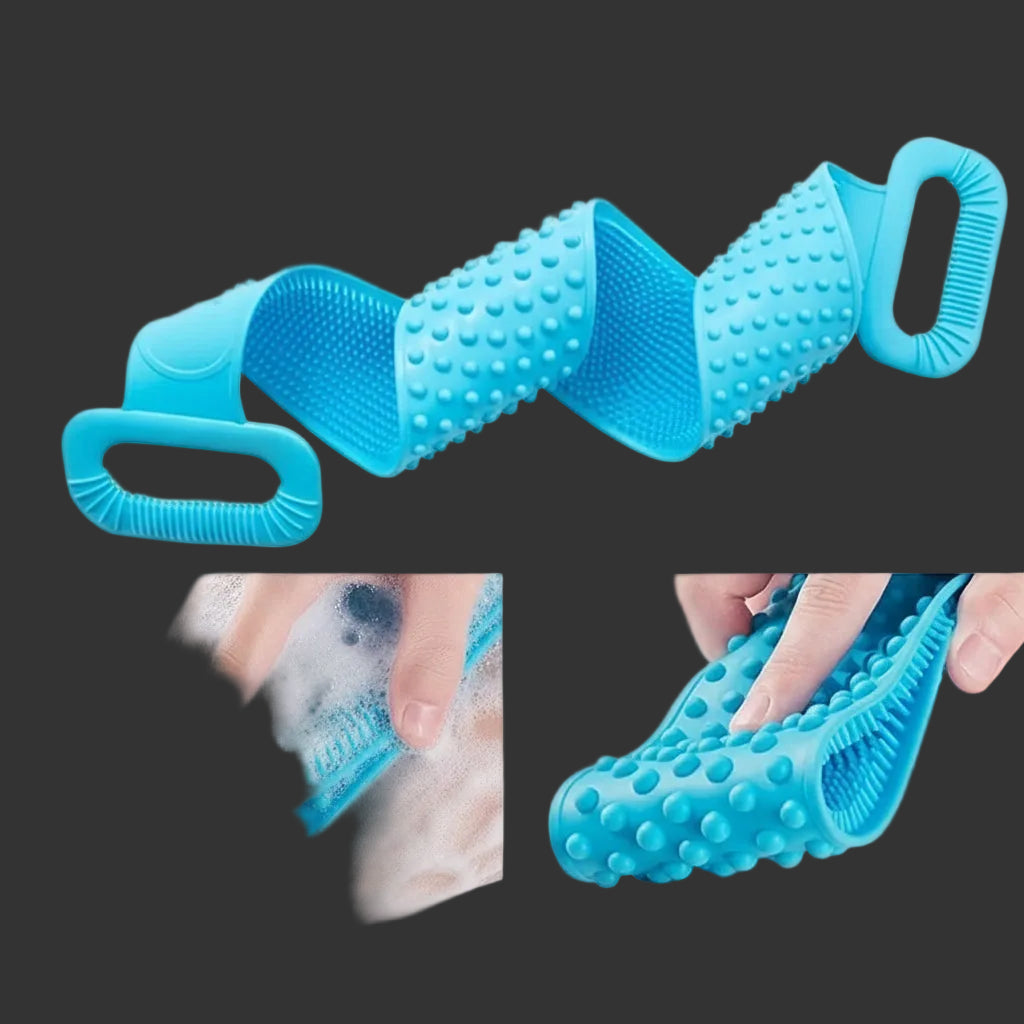 Silicone Exfoliating Back Scrubber – Long Body Shower Massage Brush