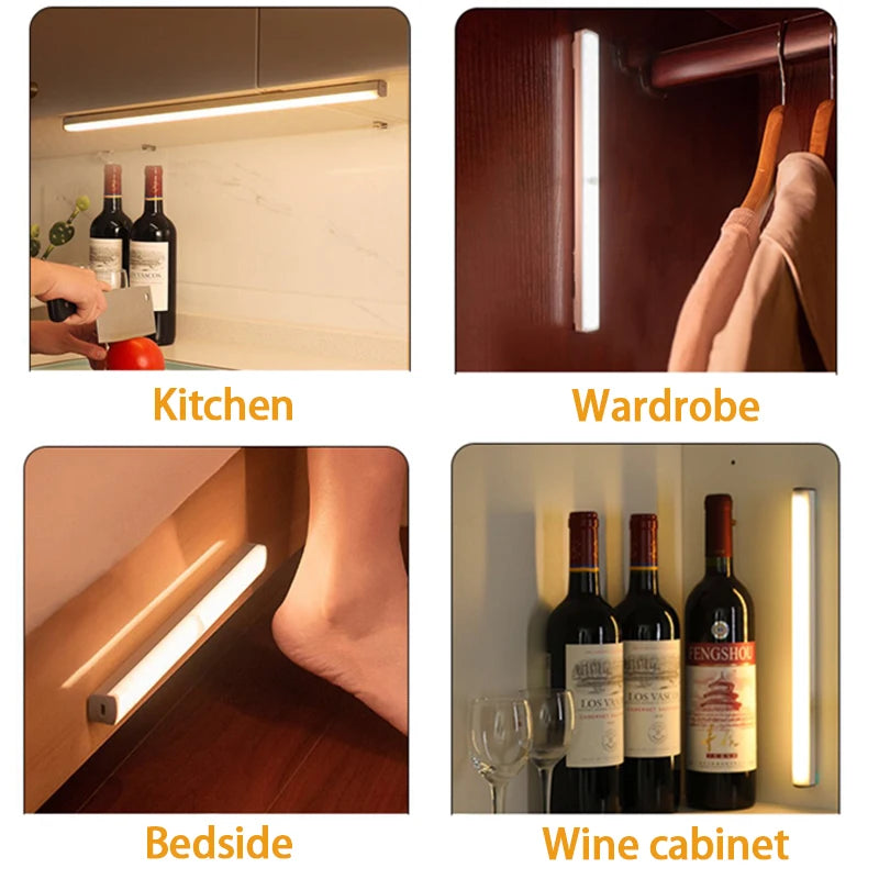 Rechargeable Motion Sensor LED Night Light – USB-C Wireless Closet & Cabinet Light