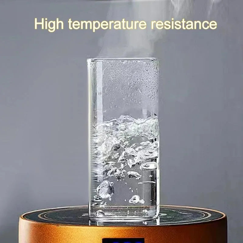 Square Glass Tumbler with Lid & Straw – Heat Resistant Iced Coffee Cup