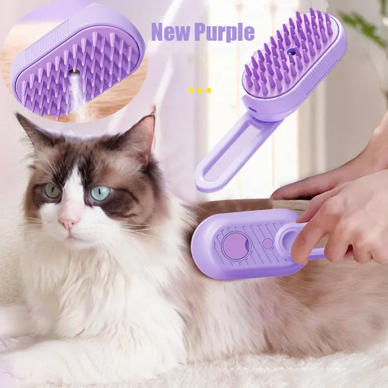 3-in-1 Steam Pet Grooming Brush – Spray, Massage & Hair Removal