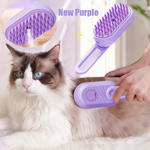 3-in-1 Steam Pet Grooming Brush – Spray, Massage & Hair Removal