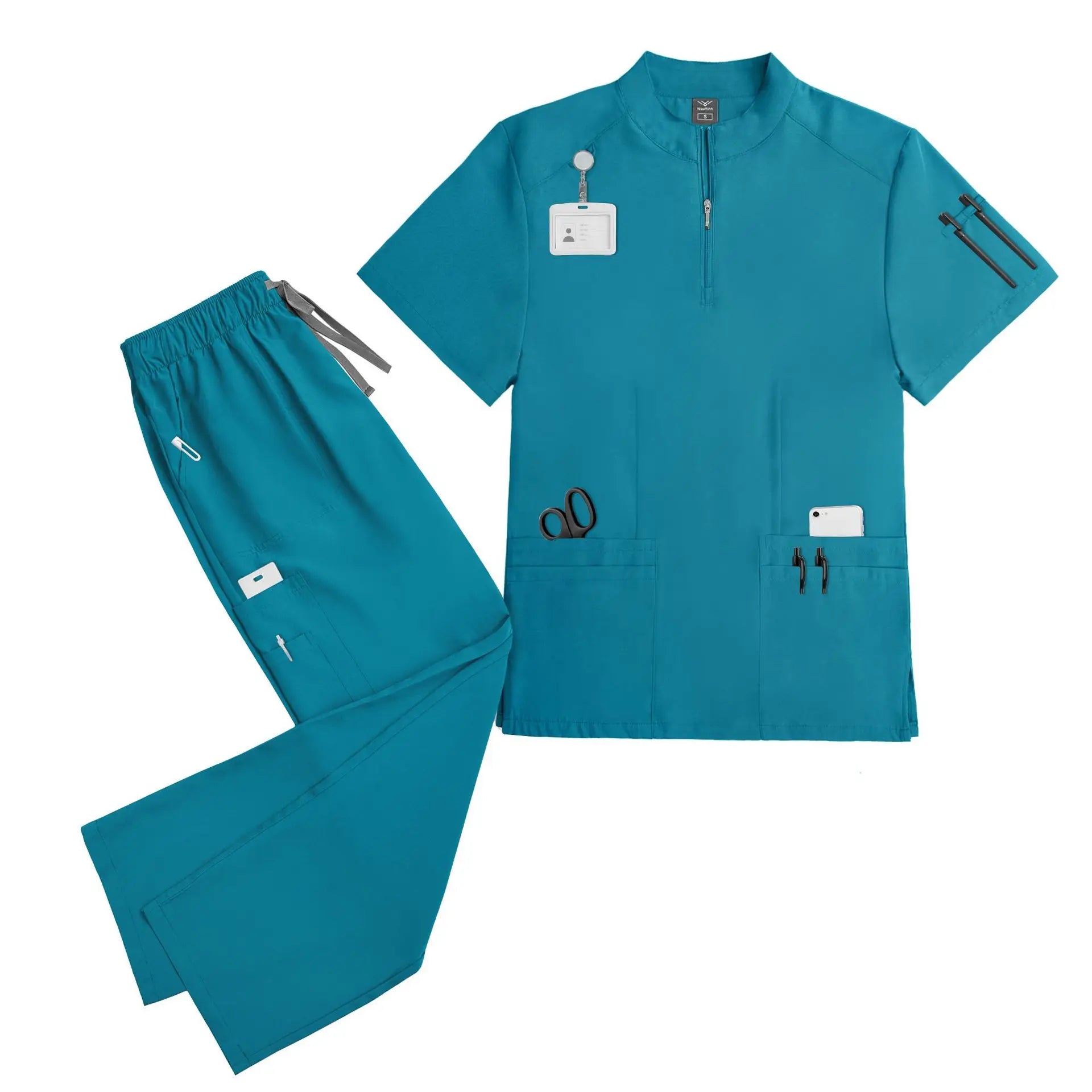 Unisex Quick-Dry Medical Scrub Set | Lightweight V-Neck .