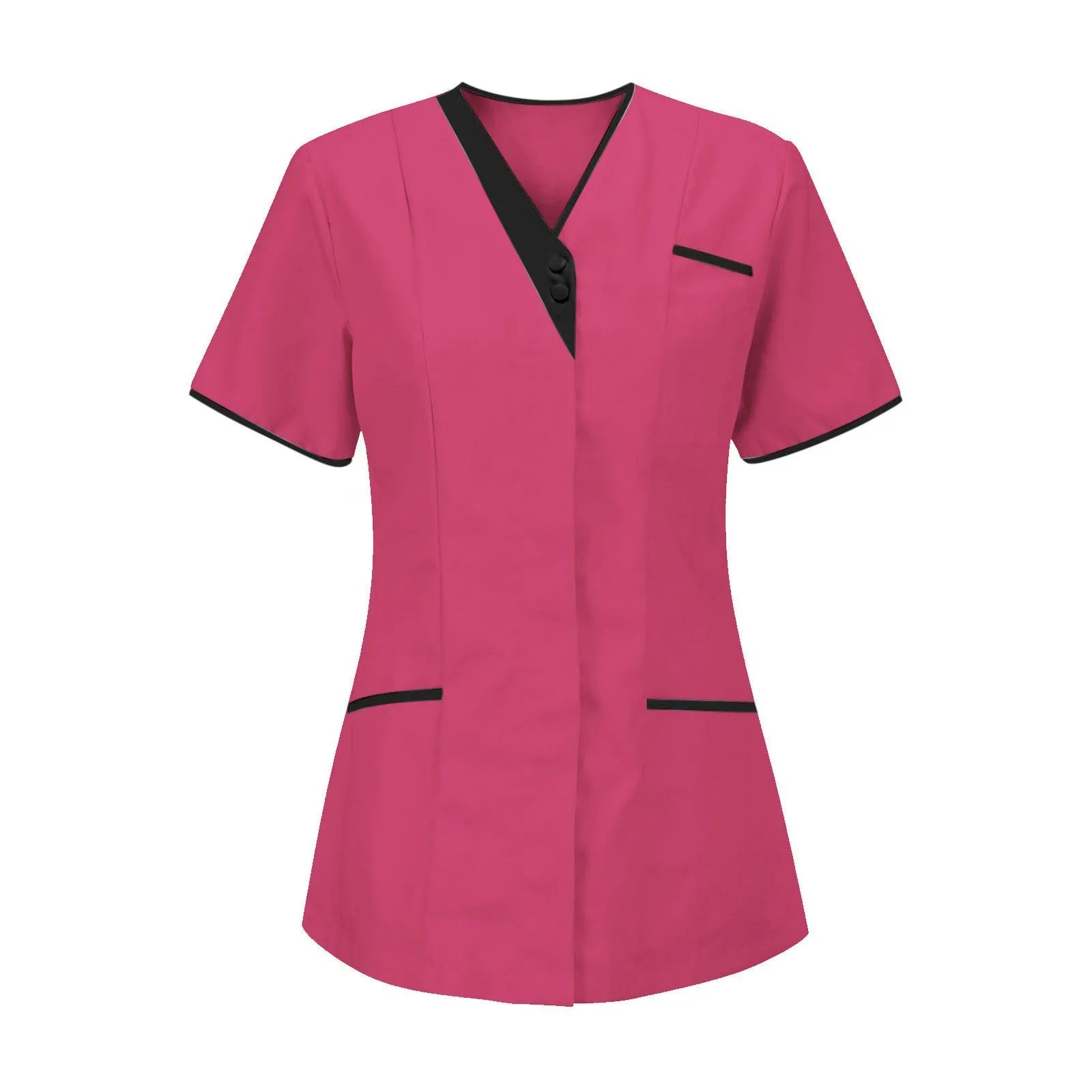 Women’s V-Neck Short Sleeve Tunic Scrubs Tops with Pockets