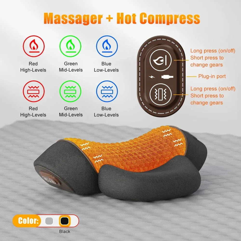 Heated Neck Massager Pillow with Vibration & Traction
