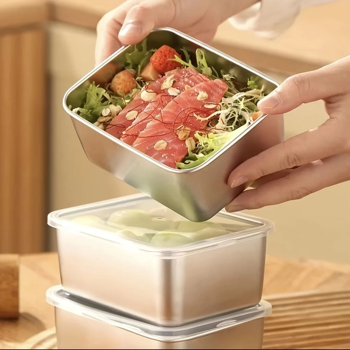 6-Piece Stainless Steel Food Storage Container Set with Lids