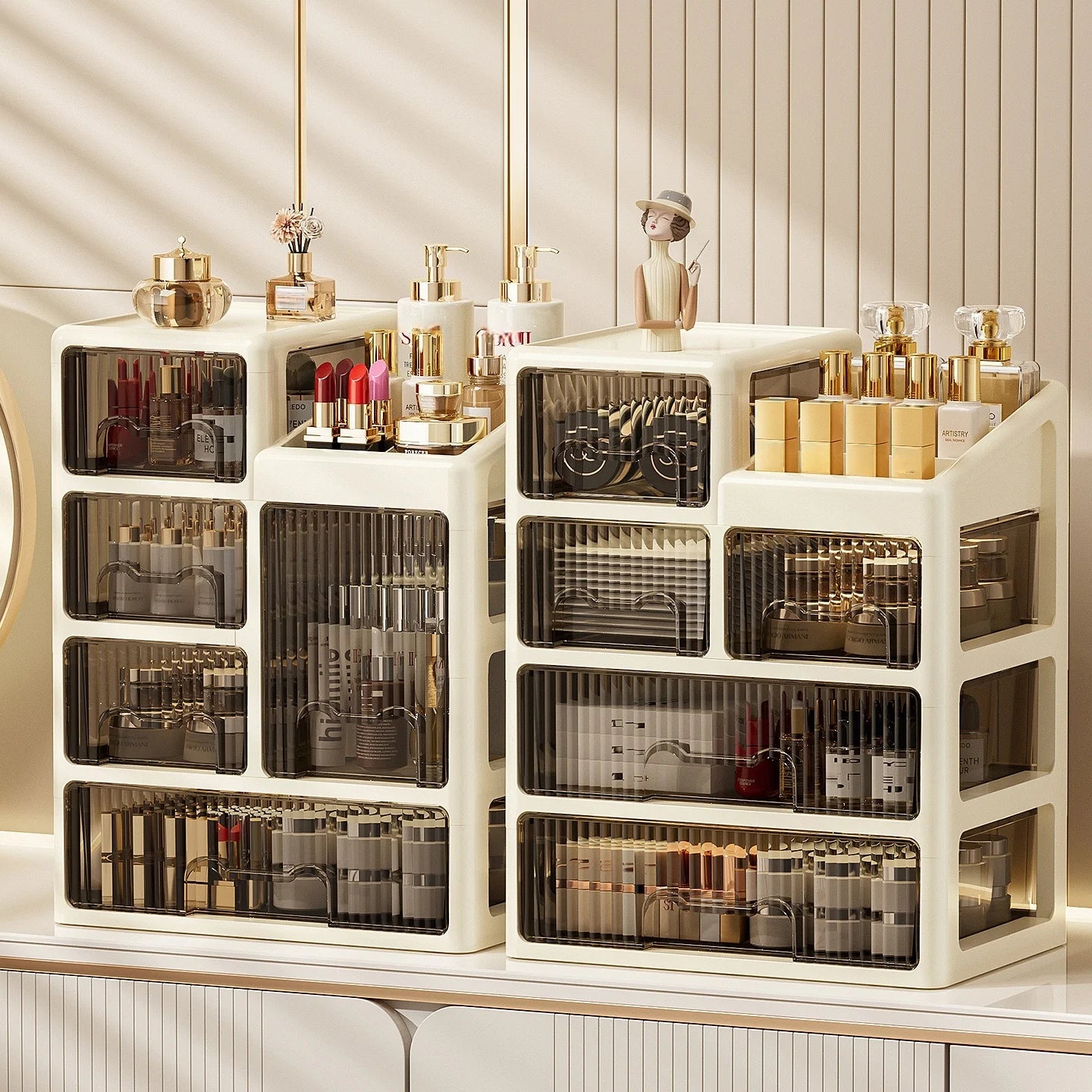 Luxury Makeup Organizer with Drawers – Cosmetic & Skincare Storage Box for Vanity