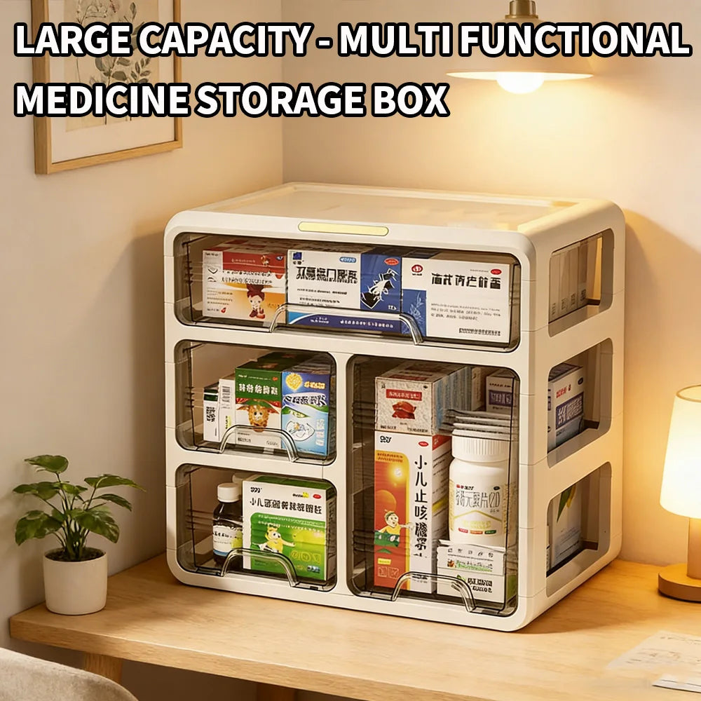 Large Capacity Medicine Storage Box with Drawers