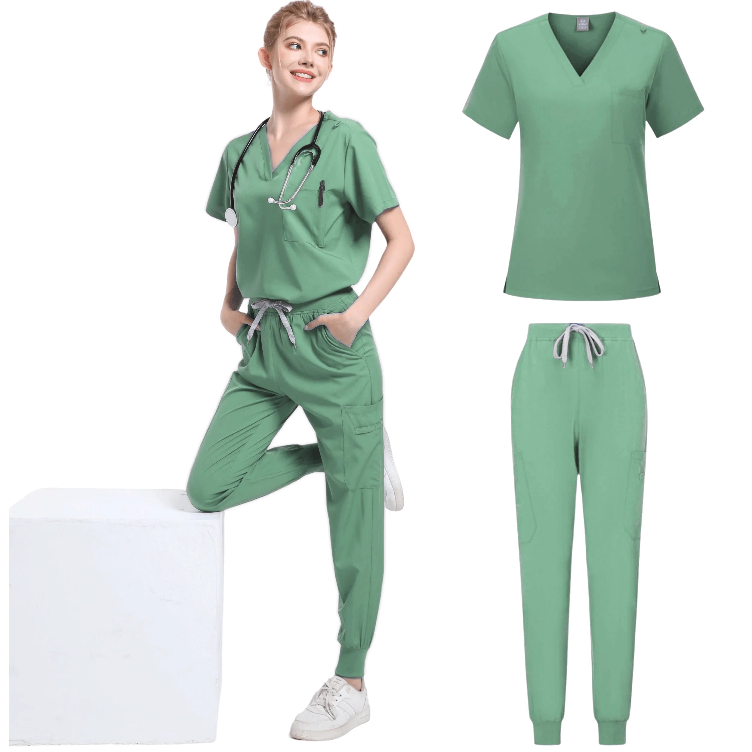 Unisex Medical Scrub Set – Stretch Nursing Uniform